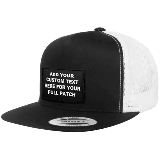 Pull Patch 4 Lines Custom Text kasket + patch sort hvid