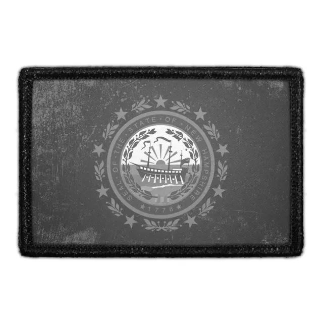 Pull Patch New Hampshire State Flag patch sort-hvid slidt