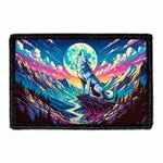 Pull Patch Mountain Wolf Howling Moon patch velcro