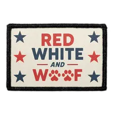 Pull Patch Red White And Woof patch med velcro