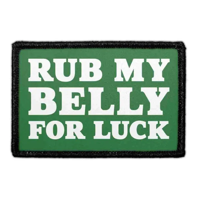 Pull Patch Rub My Belly for Luck velcro patch 7,6x5 cm