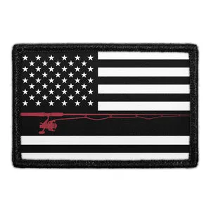 Pull Patch US Flag Fishing Black and White patch velcro