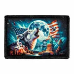 Pull Patch Patriotic Wolf Howling At The Moon patch med velcro ulv