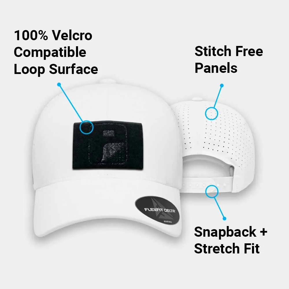 Pull Patch Delta Flexfit snapback kasket hvid perforeret