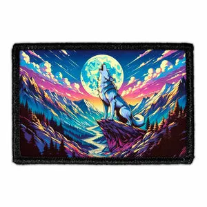 Pull Patch Mountain Wolf Howling Moon patch velcro