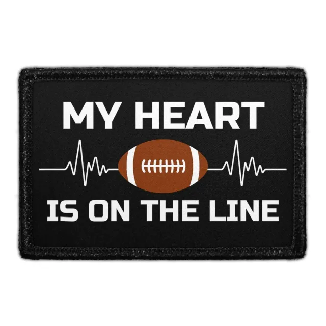 Pull Patch My Heart Is On The Line patch 3x2 velcro football