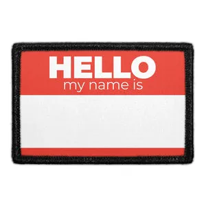 Pull Patch Hello My Name Is rød patch med velcro