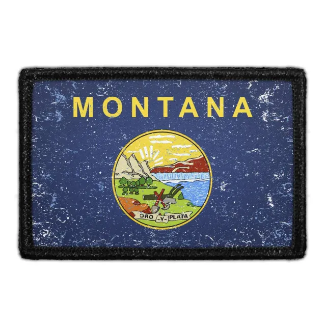 Pull Patch Montana flag patch farve distressed velcro