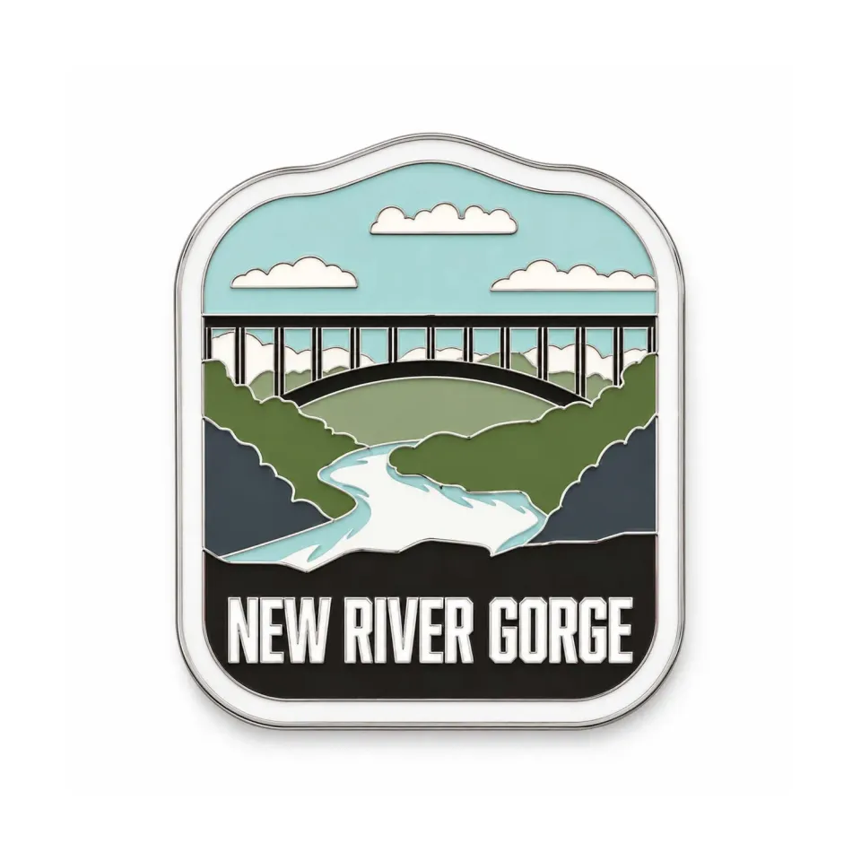 Vagabond Heart New River Gorge pin emaljepin 32 mm hård emalje