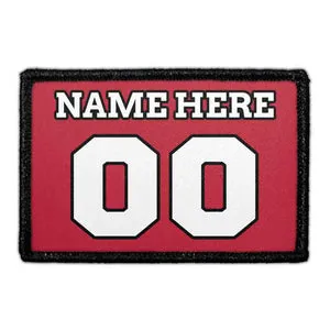 Pull Patch Customizable Jersey patch rød sort hvid 7,6x5 cm