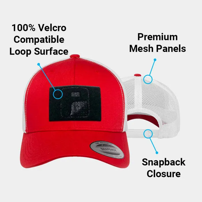 Pull Patch Trucker Curved Bill Snapback kasket rød hvid mesh