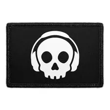 Pull Patch Skull Headphones patch velcro 7,6x5 cm