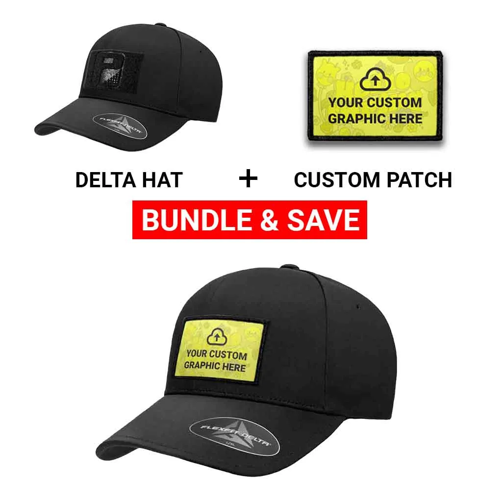 Pull Patch Delta kasket + custom patch sort L/XL