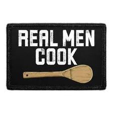 Pull Patch Real Men Cook patch med velcro 76x51 mm