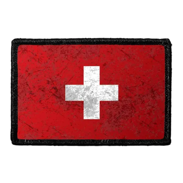 Pull Patch Switzerland Flag Color Distressed patch slidt
