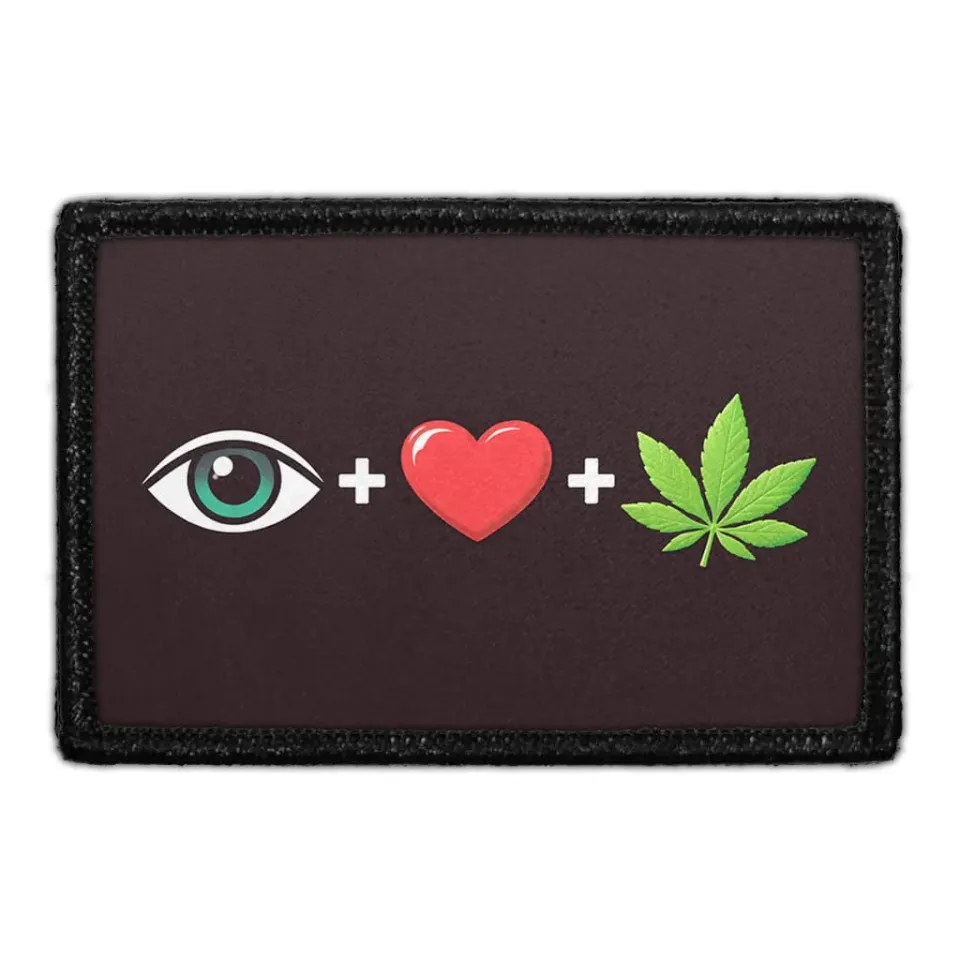 Pull Patch Eye Love Weed patch med velcro – grøn 76 mm