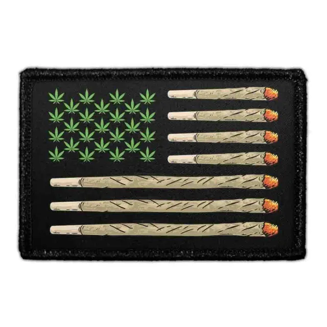 Pull Patch US Flag Marijuana Joints patch 3x2 velcro
