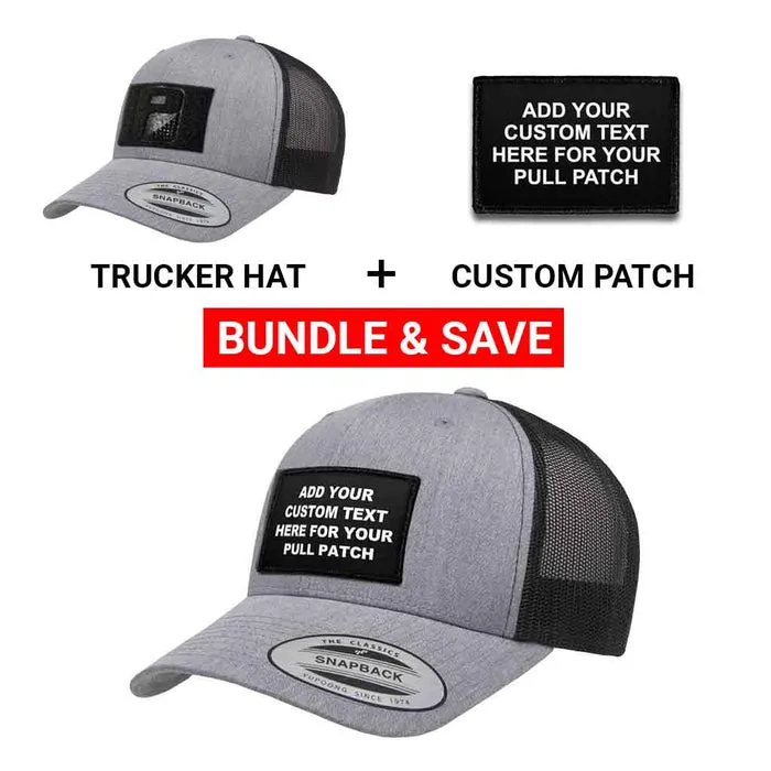 Pull Patch 4 Lines Custom Text truckerhat patch sæt sort