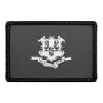 Pull Patch Connecticut flag patch sort-hvid velcro