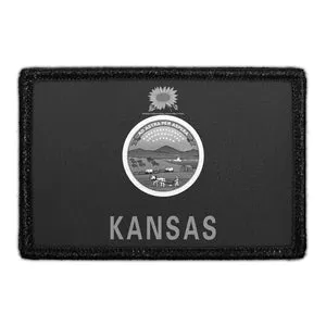 Pull Patch Kansas State Flag patch sort hvid velcro