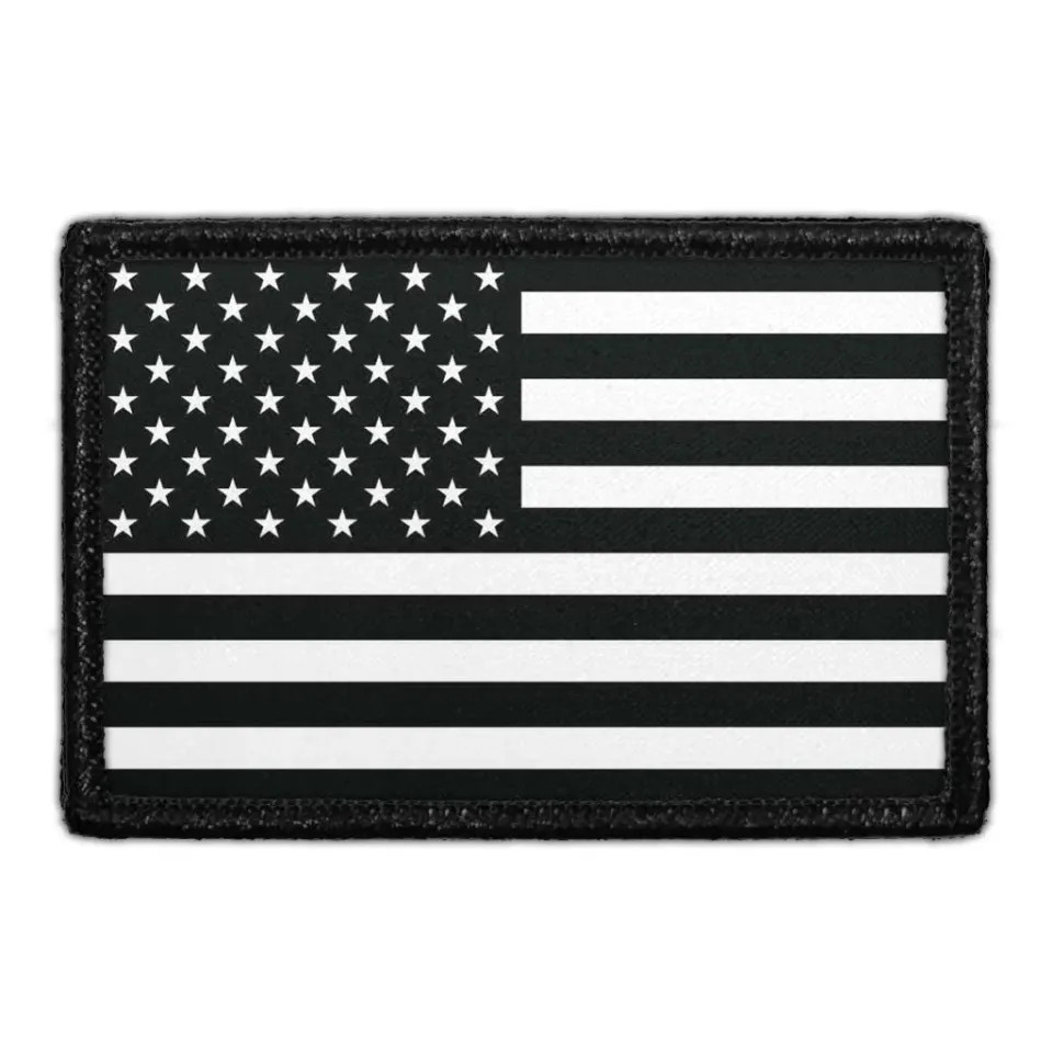 Pull Patch American Flag Black White patch sort-hvid