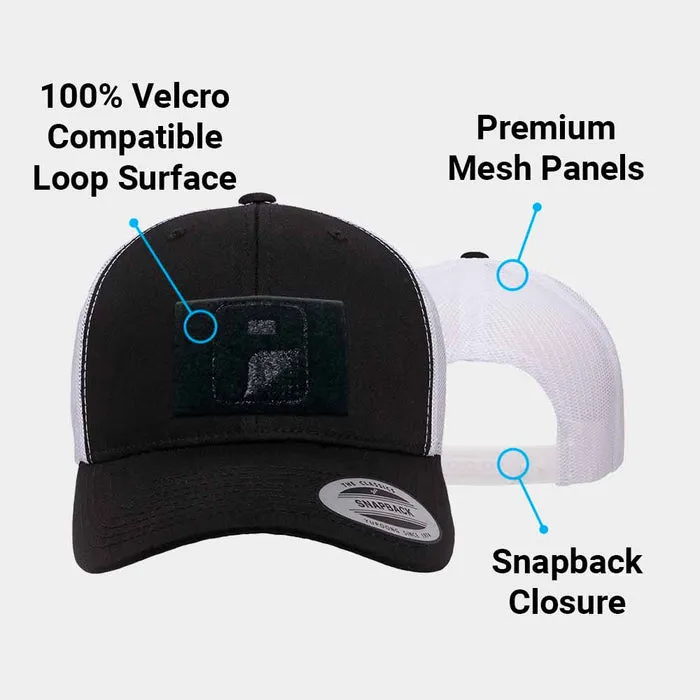 Pull Patch Trucker Curved Bill snapback kasket sort/hvid mesh