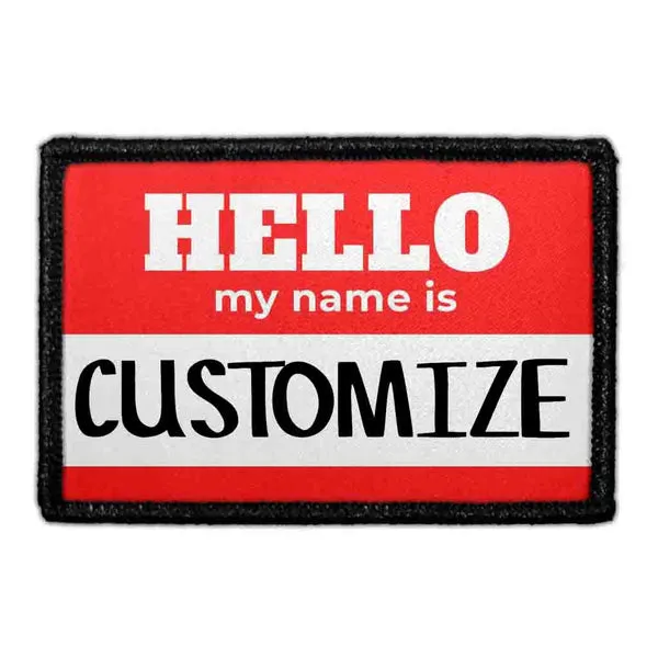 Pull Patch Hello My Name Is rød patch med velcro