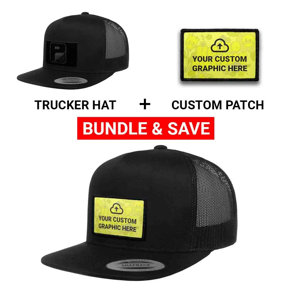 Pull Patch Custom Graphic flat bill trucker sort bundle