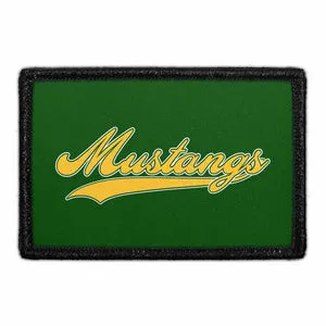 Pull Patch Mustangs Yellow Script patch velcro