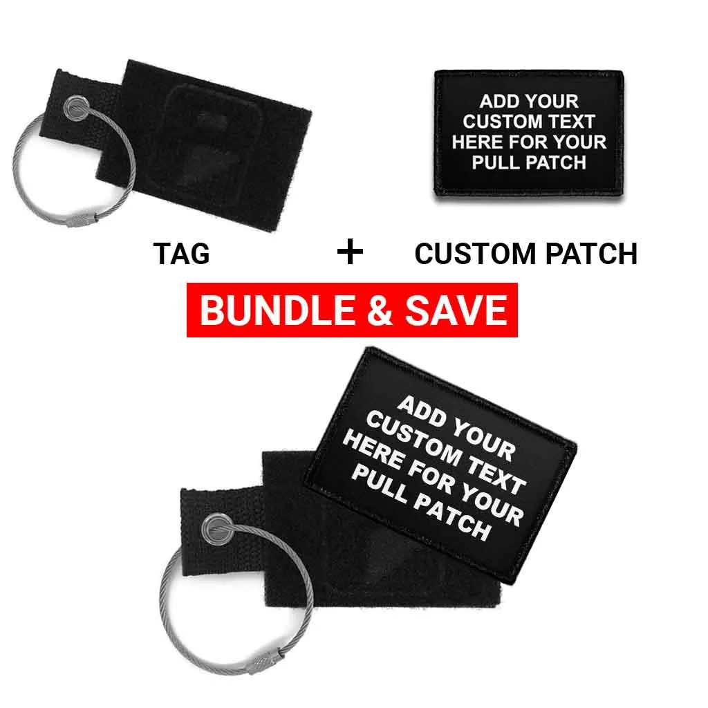 Pull Patch 4 Lines Custom Text patch med tag vertikal