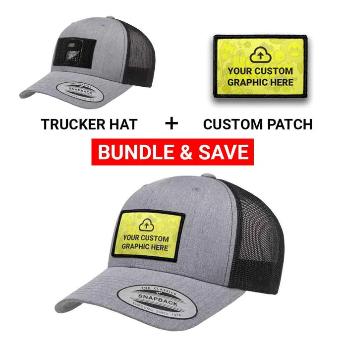 Pull Patch Custom Graphic trucker kasket grå sort bundle