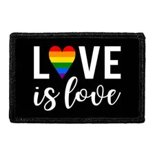 Pull Patch Love Is Love velcropatch 76x51 mm regnbue