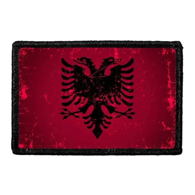 Pull Patch Albania Flag patch farve distressed