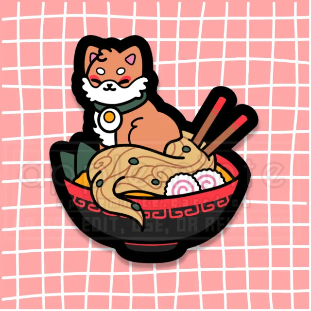 Appleminte Ramen Shiba klistermærke 7,6 cm mat
