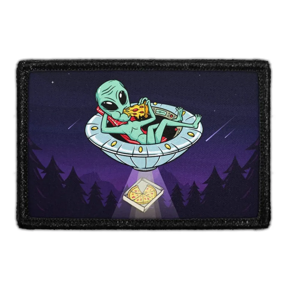 Pull Patch Alien Eating Pizza patch med velcro sjov