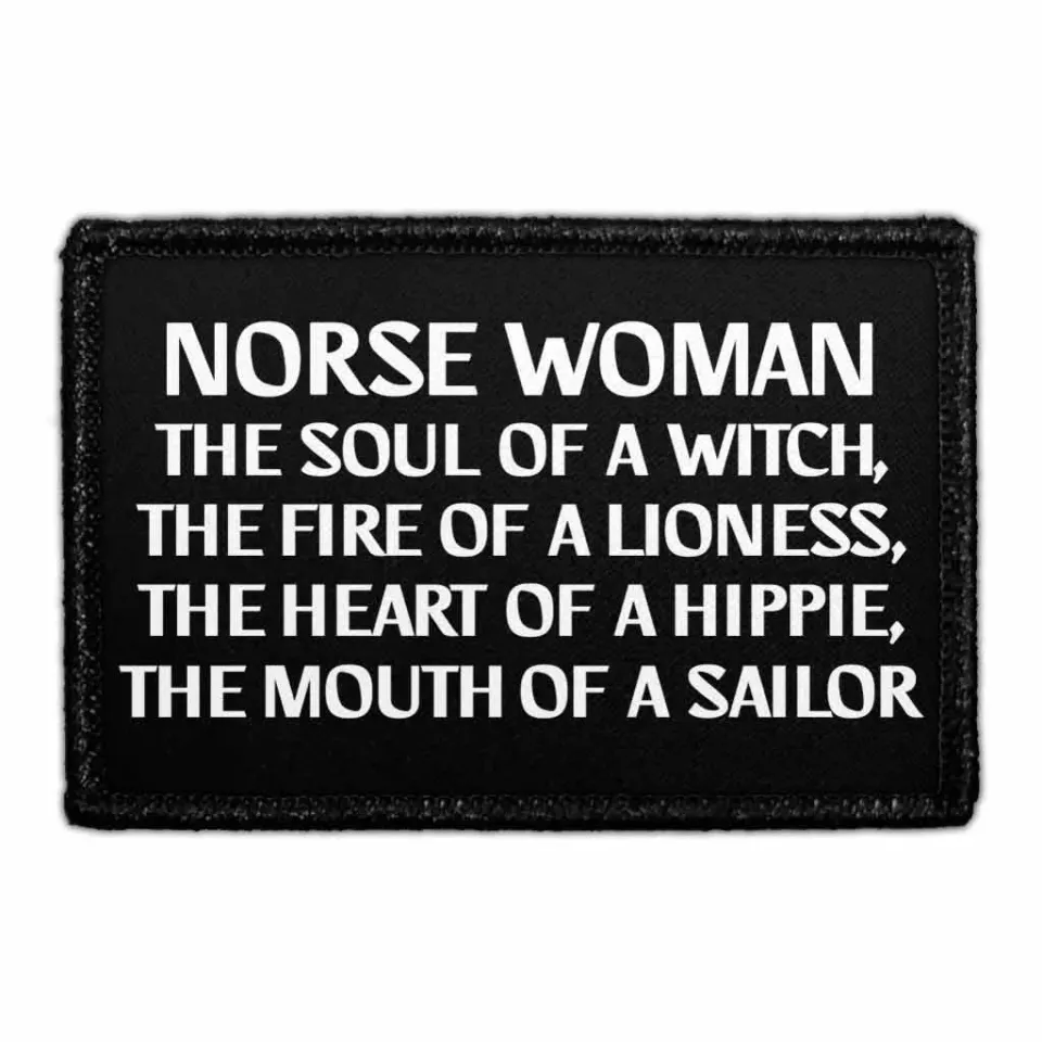 Pull Patch Norse Woman patch med velcro tekst
