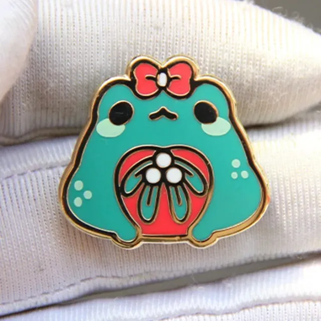 Appleminte Mistletoad emaljepin mini guld 25 mm