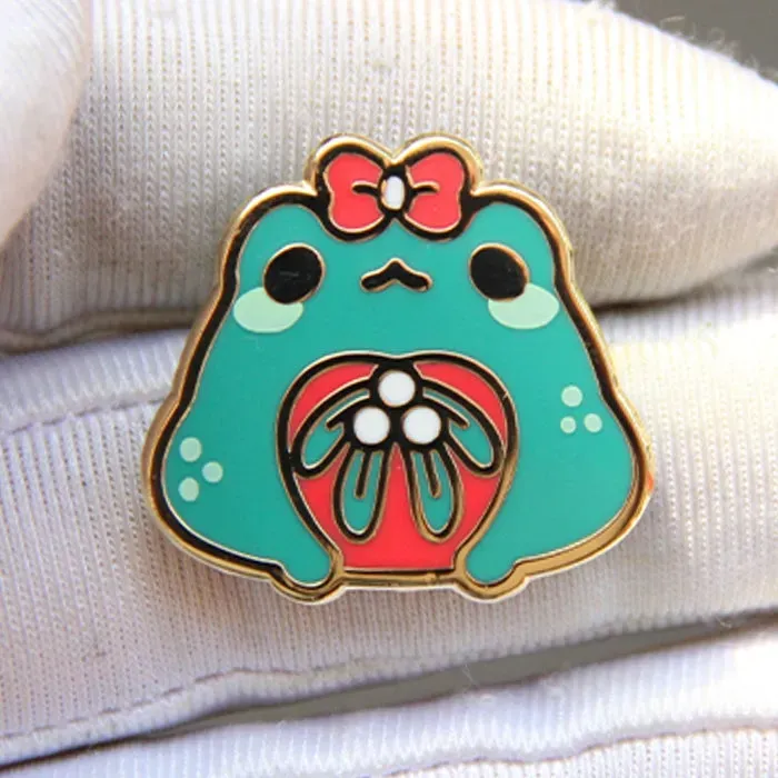 Appleminte Mistletoad emaljepin mini guld 25 mm