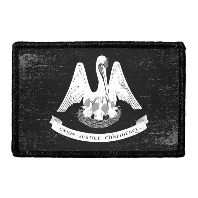 Pull Patch Louisiana State Flag patch sort hvid distressed