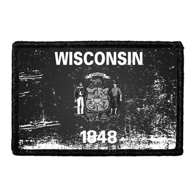 Pull Patch Wisconsin State Flag patch black white