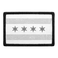 Pull Patch Chicago City Flag patch black white