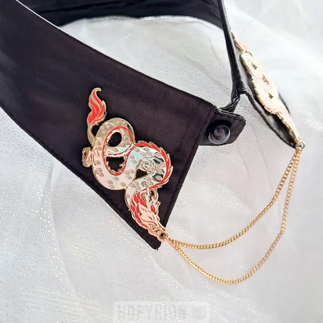 Hopyrion Twin Dragon chain pin guld 5 cm