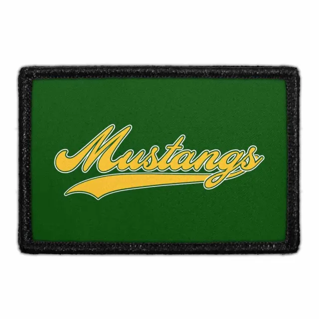 Pull Patch Mustangs Yellow Script patch velcro