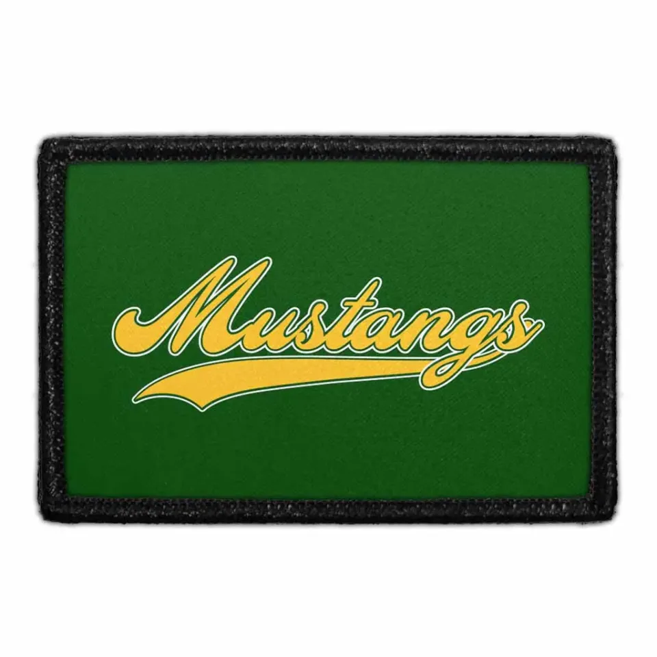 Pull Patch Mustangs Yellow Script patch velcro