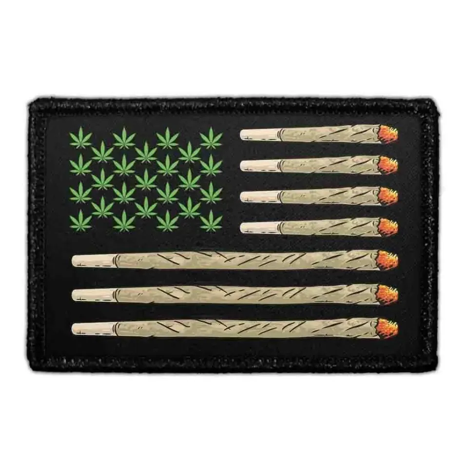 Pull Patch US Flag Marijuana Joints patch velcro
