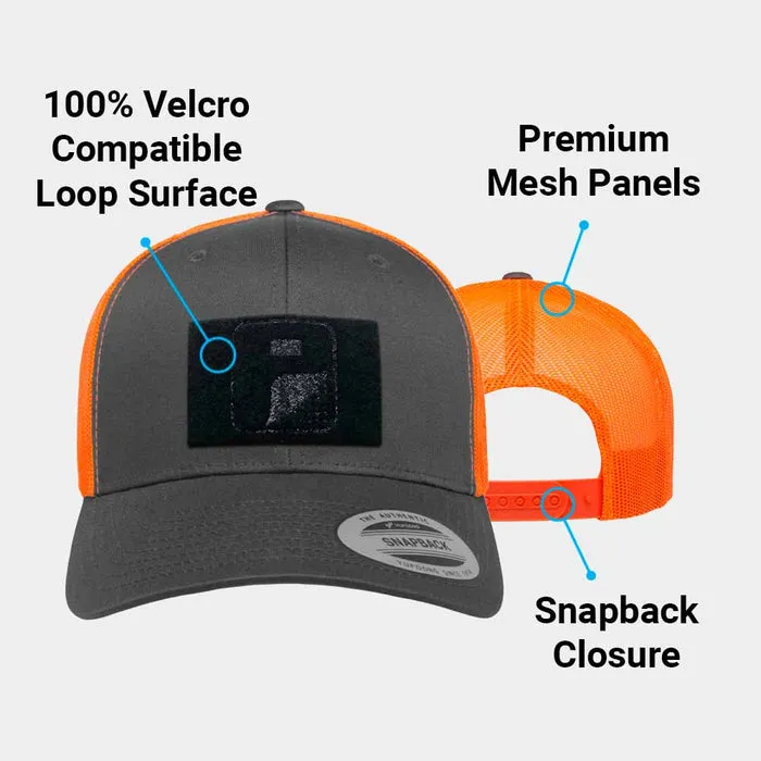 Pull Patch Trucker Curved Bill snapback cap koks/neonorange