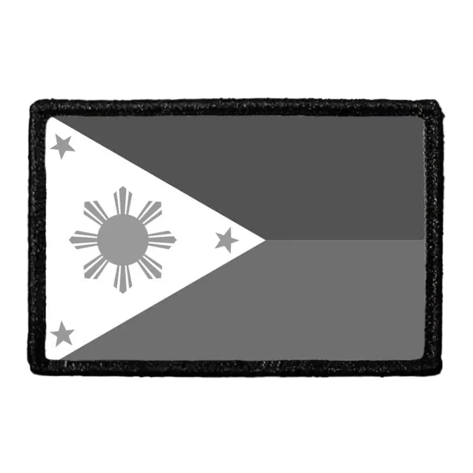 Pull Patch Philippines Flag sort hvid patch velcro