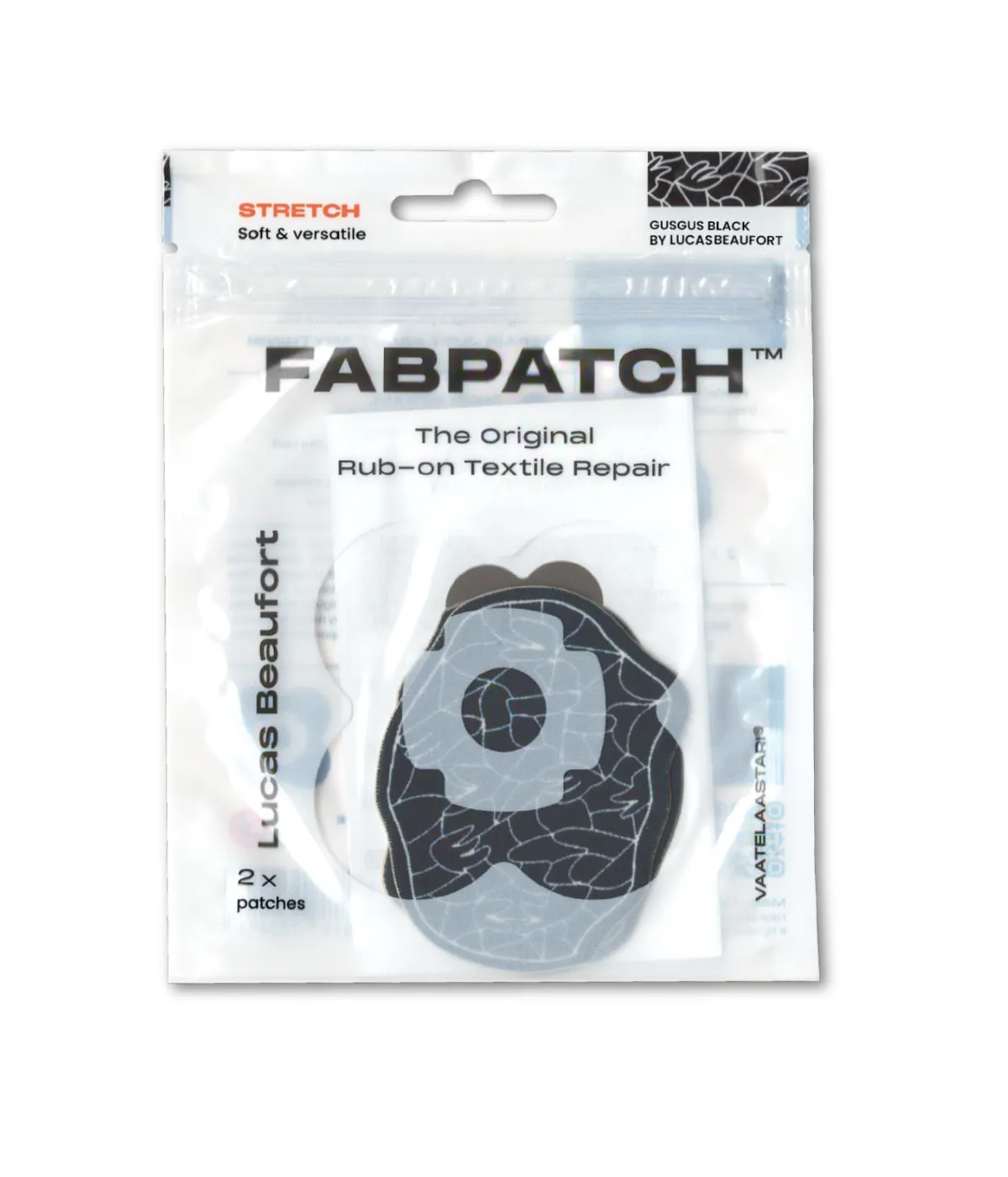 FabPatch Stretch GusGus Black lapper sort 2-pak strækbar