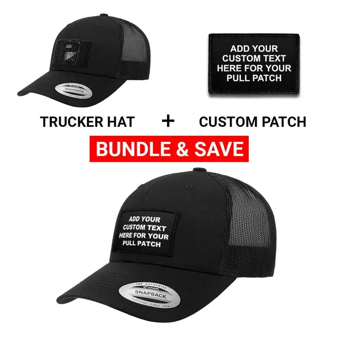 Pull Patch 4 Lines Custom Text kasketsæt sort