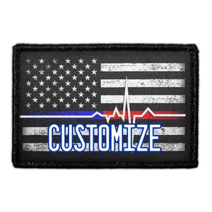 Pull Patch US Flag Lifeline Distressed patch personlig sort-hvid